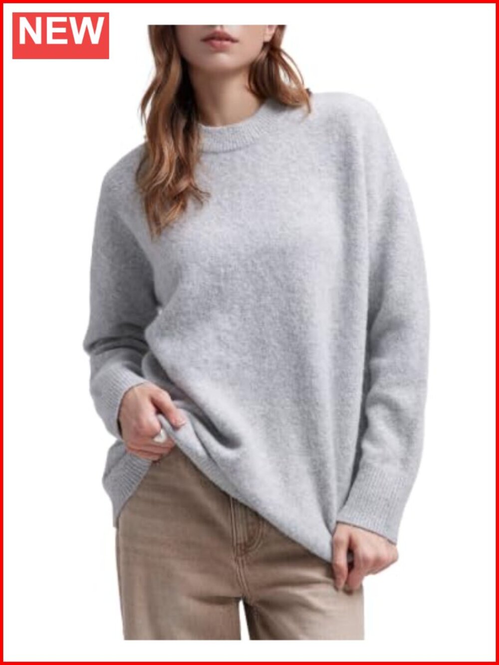 Women's Oversized Chunky Knit Pullover Sweater Fuzzy Wool Blend Long Sleeve